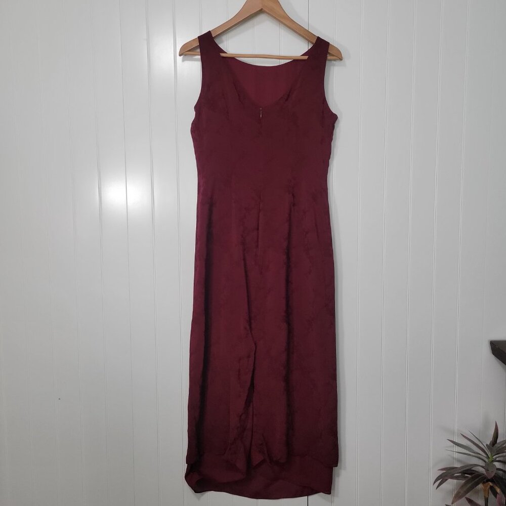 Vtg Ann Taylor Y2k Whimsigoth Floral Embroidered Sheer Maroon Sheath MaxiDress 8 - Picture 10 of 16